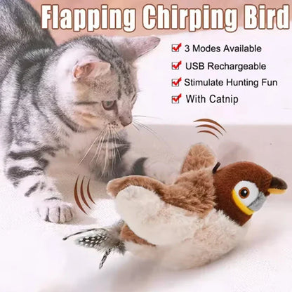 Pet Toy Plush Bite-Resistant and Drop-Proof Flapping Shaky Bird Cat Self-Entertainment Simulated Sparrow