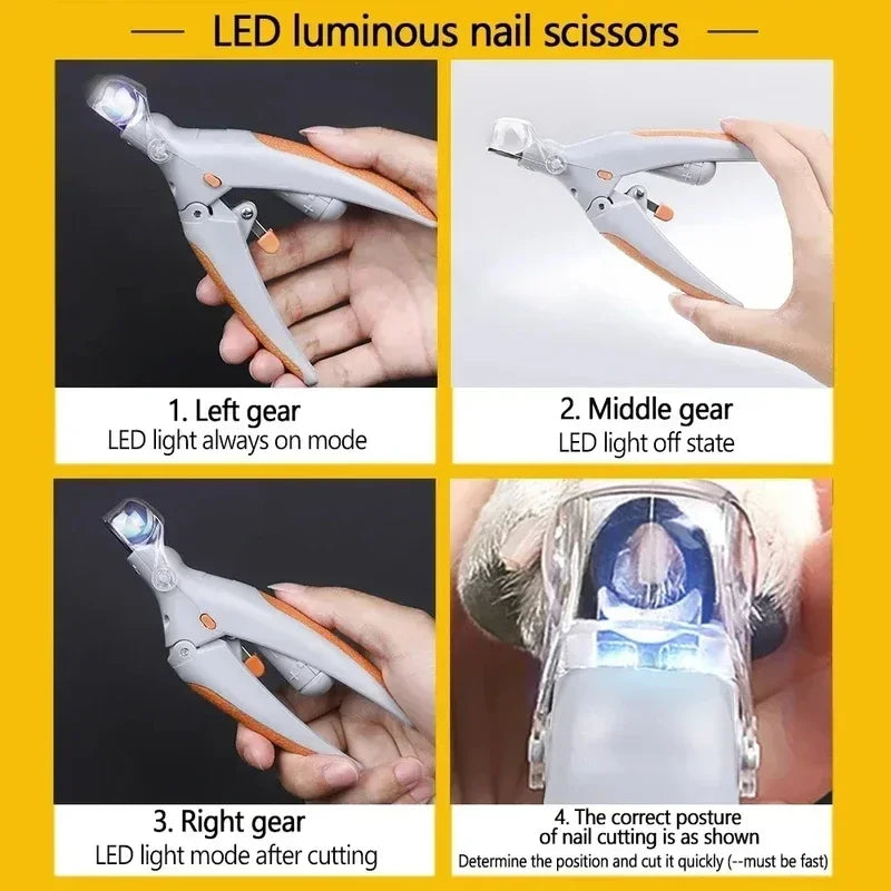 Pet Nail Clipper Scissors With LED Light Cat Dog Nail Clippers Tool Scissors Nail Toeclaw Cutter Scissors